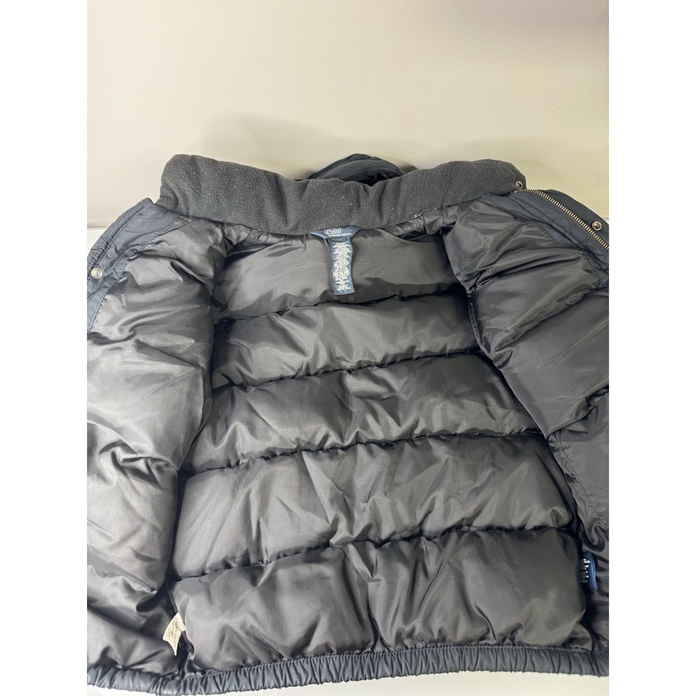 Polo Ralph Lauren Boys Youth Puffer Jacket Coat Black Hooded Size Small 8 Down - Picture 5 of 12